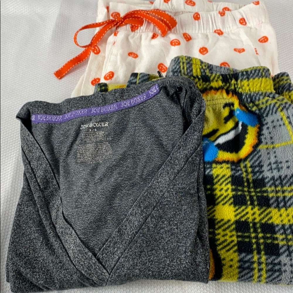 Joe Boxer Smiley Face Pajama Set & Pumpkin Pajama Bottom Loungewear SZ M/S /SP